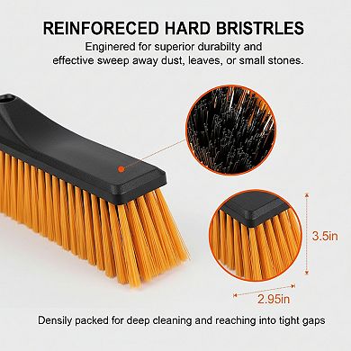 Push Broom with Long Handle and Stiff Bristles for Indoor Outdoor Cleaning