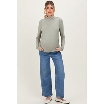 Maternity Ankle Wide Leg Maternity Jeans