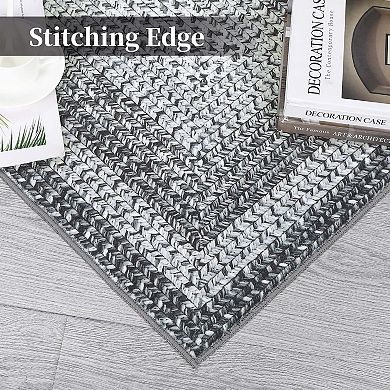 Braided Print Machine Washable Non Slip Runner Rug for Kitchen Hallway Laundry Room Bedroom