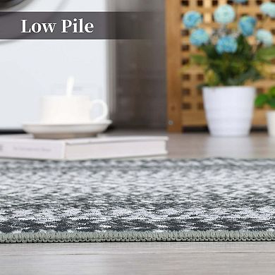 Braided Print Machine Washable Non Slip Runner Rug for Kitchen Hallway Laundry Room Bedroom