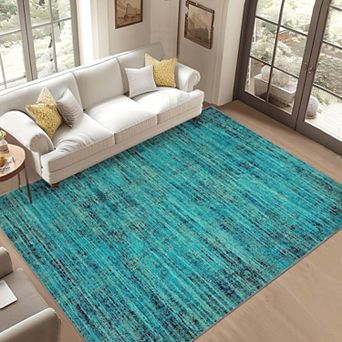 Vintage Distressed Washable Runner,Non-Slip Low Pile Rug for Hallway Kitchen Laundry