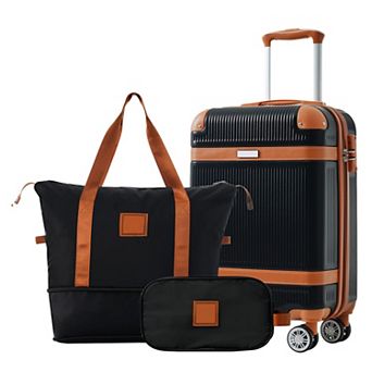 3 pc ABS Luggage Set, 20" Carry-On with TSA Lock & Duffel Bag