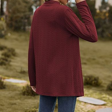 Women Open Front Casual Long Sleeve Lightweight Knit Sweater Cardigan