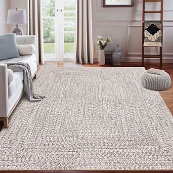 Braided Print Washable Runner Rug, Non-Slip Low Pile Indoor Rug for Hallway Kitchen Living Room