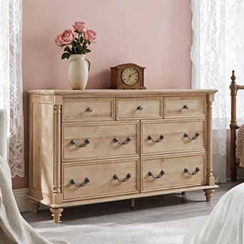 Farmhouse 7-Drawer Dresser with Solid Wood Legs, Storage Chest for Bedroom, Living Room
