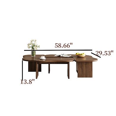 Mid Century Modern Coffee Table for Living Room, Adjustable Modular Nesting Coffee Table Set of 2