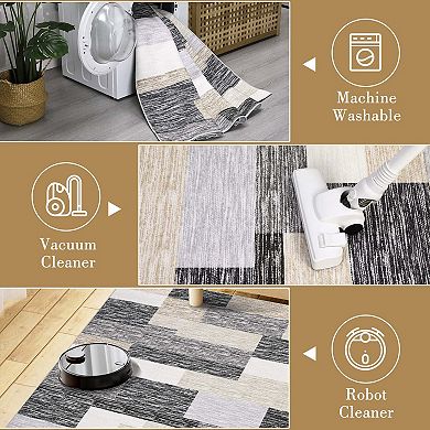 Modern Geometric Living Room Rug Stain-Resistant Lightweight Area Rug for Dining Room