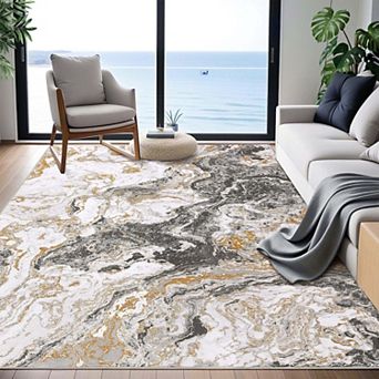 Abstract Marble Washable Runner Rug, Non-Slip Ultra-Thin Soft Carpet for Hallway Kitchen Bedroom
