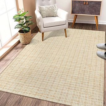 Modern Plaid Washable Area Rug-Farmhouse Non-Slip Stain-Resistant Soft Rugs for Living Room Bedroom