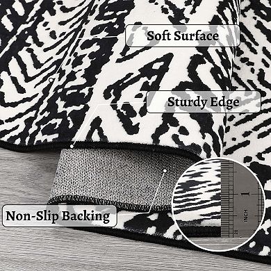 Large Stain-Resistant Low Pile Indoor Carpet, Boho Geometric Floor Mat for Living Room Bedroom