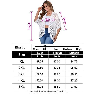 Women Plus Size Lightweight Crochet Short Sleeve Kimonos Boho Open Front Knitted Cardigans