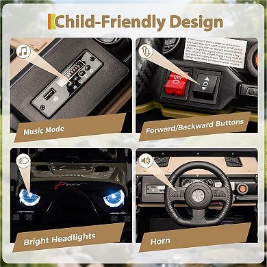 12V Ride On Car, Ride On Toy w/Parent Remote, Spring Suspension, Bluetooth, Music & Horn, LED Light