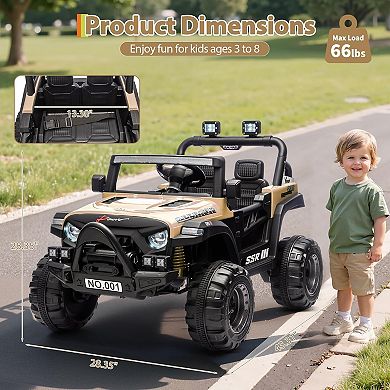 12V Ride On Car, Ride On Toy w/Parent Remote, Spring Suspension, Bluetooth, Music & Horn, LED Light