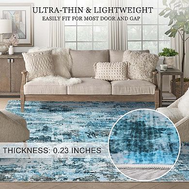 Colorful Modern Abstract Washable Runner Rug, Non-Slip Soft Ultra-Thin Carpet for Kitchen Bedroom