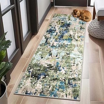 Colorful Modern Abstract Washable Runner Rug, Non-Slip Soft Ultra-Thin Carpet for Kitchen Bedroom