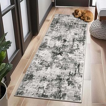 Colorful Modern Abstract Washable Runner Rug, Non-Slip Soft Ultra-Thin Carpet for Kitchen Bedroom