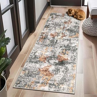 Colorful Modern Abstract Washable Runner Rug, Non-Slip Soft Ultra-Thin Carpet for Kitchen Bedroom