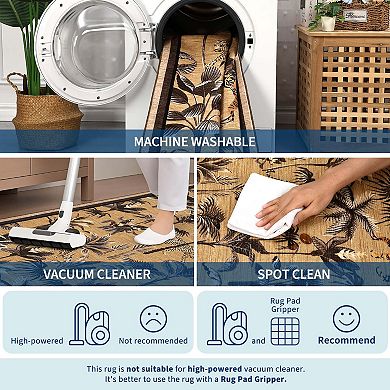 Tiger Tropical Jungle Print Washable Runner Rug-Non-Slip Non Shedding for Hallway Kitchen Entryway