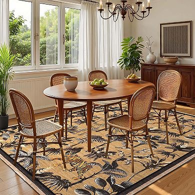 Tiger Tropical Jungle Print Washable Runner Rug-Non-Slip Non Shedding for Hallway Kitchen Entryway