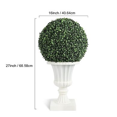 2 Pcs 16” Artificial Plant Topiary Ball, Pre-Lit Artificial Topiary Plant with Lights