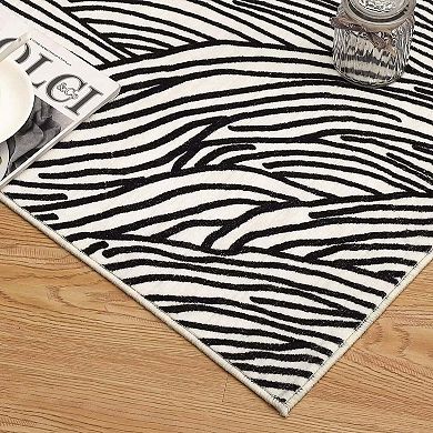 Modern Abstract Lines Washable Runner Rug, Non-Slip Low Pile Carpet for Hallway Kitchen Entryway