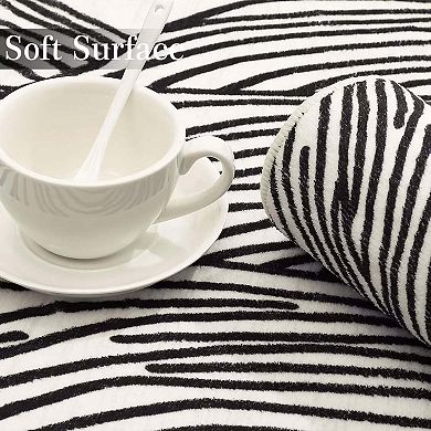 Modern Abstract Lines Washable Runner Rug, Non-Slip Low Pile Carpet for Hallway Kitchen Entryway