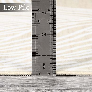 Modern Abstract Lines Washable Runner Rug, Non-Slip Low Pile Carpet for Hallway Kitchen Entryway