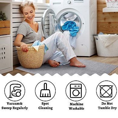 Modern Solid Washable Area Rug-Non-Slip Soft Low Pile Accent Carpet for Living Room Bedroom Home