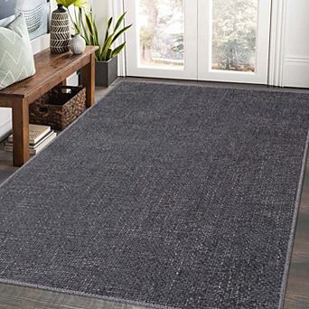 Modern Solid Washable Area Rug-Non-Slip Soft Low Pile Accent Carpet for Living Room Bedroom Home