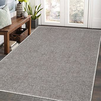 Modern Solid Washable Area Rug-Non-Slip Soft Low Pile Accent Carpet for Living Room Bedroom Home