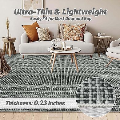 Boho Waffle Print Washable Rug,Ultra-Thin Non-Slip Carpet for Bedroom Living Room
