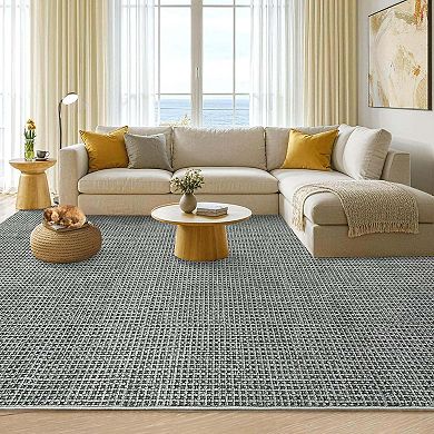 Boho Waffle Print Washable Rug,Ultra-Thin Non-Slip Carpet for Bedroom Living Room
