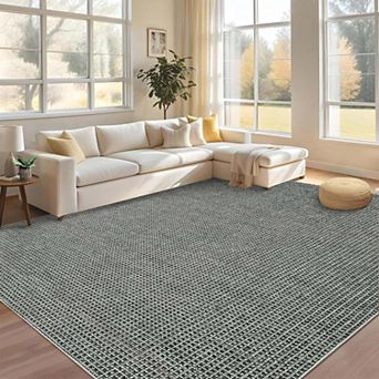 Boho Waffle Print Washable Rug,Ultra-Thin Non-Slip Carpet for Bedroom Living Room