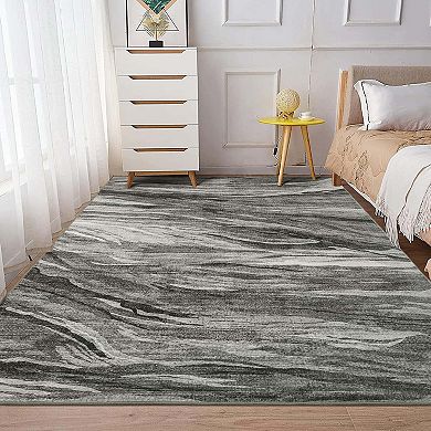 Neutral Abstract Washable Rug,Non-Slip Foldable Thin Carpet for Living Room Bedroom Dining