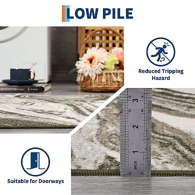 Modern Abstract Washable Runner Rug-Machine Washable Stain Resistant Non-Slip for Hallway Kitchen