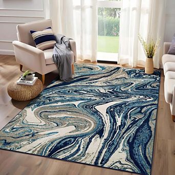 Modern Abstract Washable Runner Rug-Machine Washable Stain Resistant Non-Slip for Hallway Kitchen