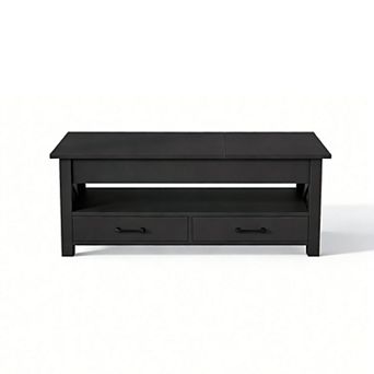 Split Lift Top Coffee Table with Drawers, Center Table with Adjustable Height & Hidden Compartment
