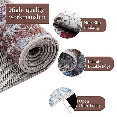ANIXOL Abstract Print Faux Wool Washable Area Rug