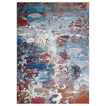 ANIXOL Abstract Print Faux Wool Washable Area Rug