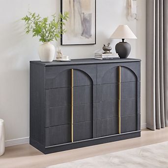 Large Dresser for Bedroom with 8 Drawers with Arched Panel,Modern Minimalist Chest of Drawers