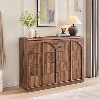 Large Dresser for Bedroom with 8 Drawers with Arched Panel,Modern Minimalist Chest of Drawers
