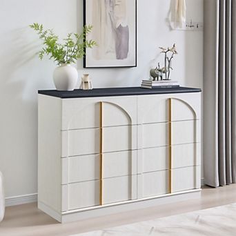Large Dresser for Bedroom with 8 Drawers with Arched Panel,Modern Minimalist Chest of Drawers