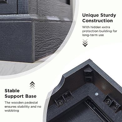 Nightstand with Charging Station, 24" Wide Farmhouse End Table w/ 3 Drawers & Handles, Bedside Table