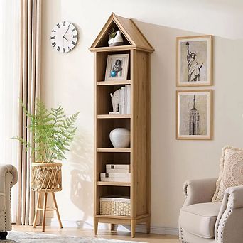 Bookshelf with Adjustable Shelves, 75.9" Tall Narrow Bookshelf with Storage, 5 tier Open Shelves