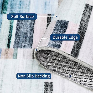 Washable Rug Living Room Rug Modern Geometric Patchwork Rugs