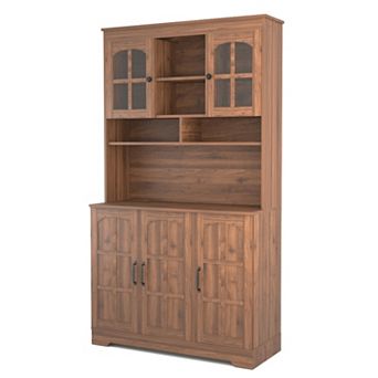 Pantry Cabinet with Charging Station,Kitchen Pantry Storage Cabinet with Hutch,70.9" Kitchen Cabinet