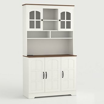 Pantry Cabinet with Charging Station,Kitchen Pantry Storage Cabinet with Hutch,70.9" Kitchen Cabinet