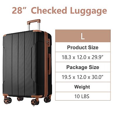 28” Expandable ABS Hardshell Luggage with TSA Lock & Double Wheels