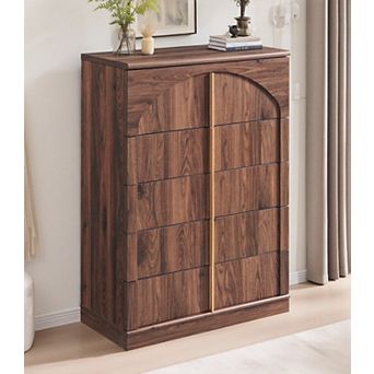Modern 5 Drawers Dresser for Bedroom, 44" Tall Dresser for Closet, Wood Storage Closet Dressers