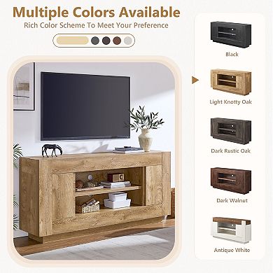 Farmhouse TV Stand for TVs Up to 80", Modern Entertainment Center with Storage Cabinets & Open Shelf